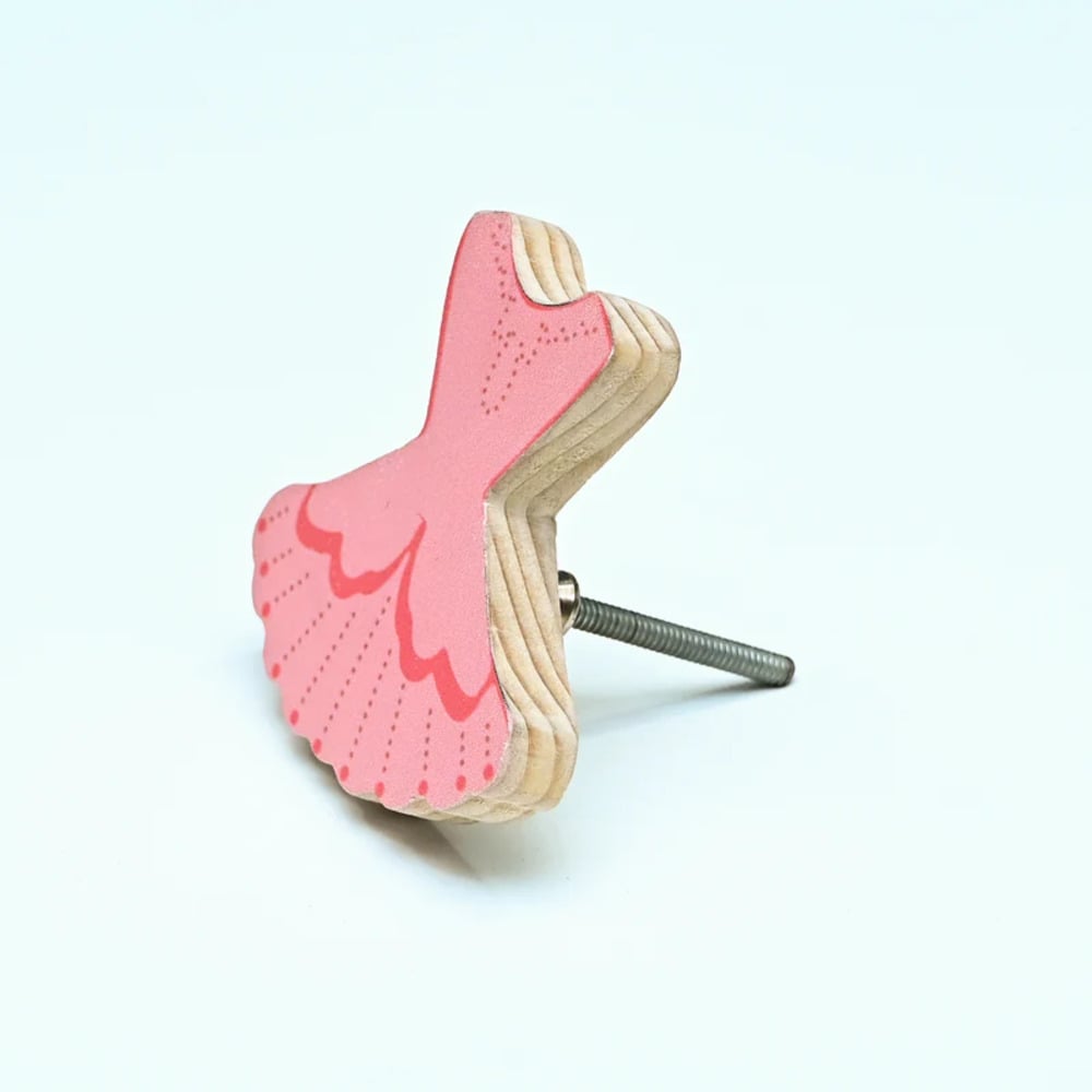 Handmade Pine Wood Pink Dress Knob for Kids Furniture